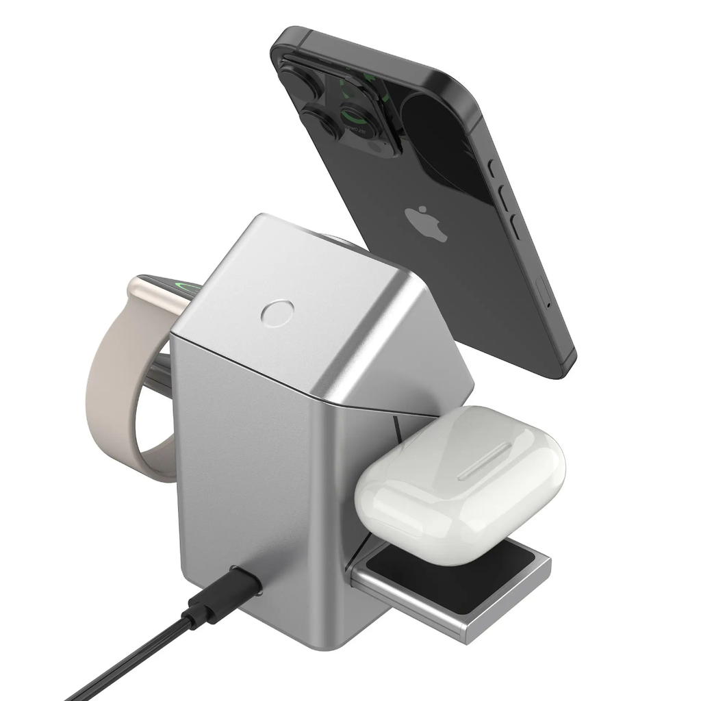 3-in-1 Portable Wireless Charger Station Folding Magnetic 15W